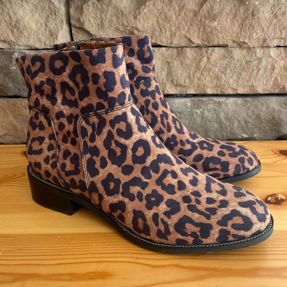 Franco Sarto Shoes - Franco Sarto Benny Ankle Bootie Camel Leopard Block Heel Size 8.5M